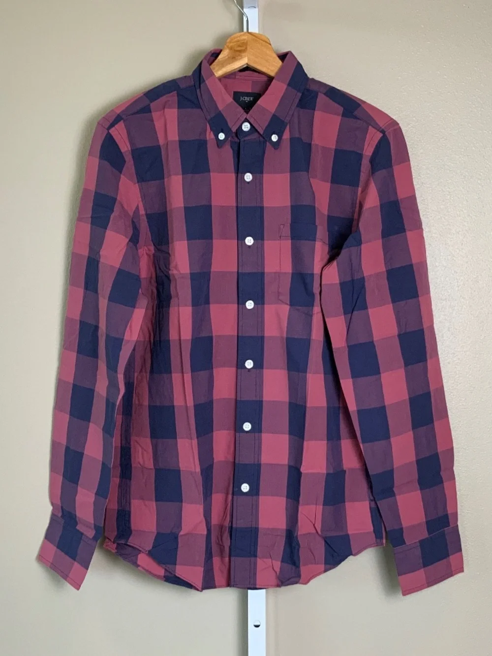 J. Crew Factory Gingham Buffalo Check Slim Washed Button Down Oxford Shirt